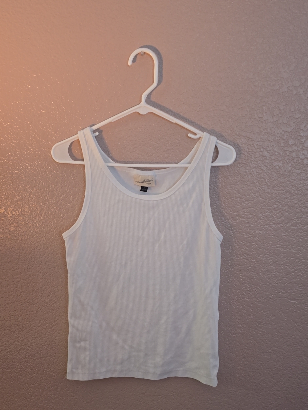 Universal Thread White Ribbed Tank Top - Scoop Neck
